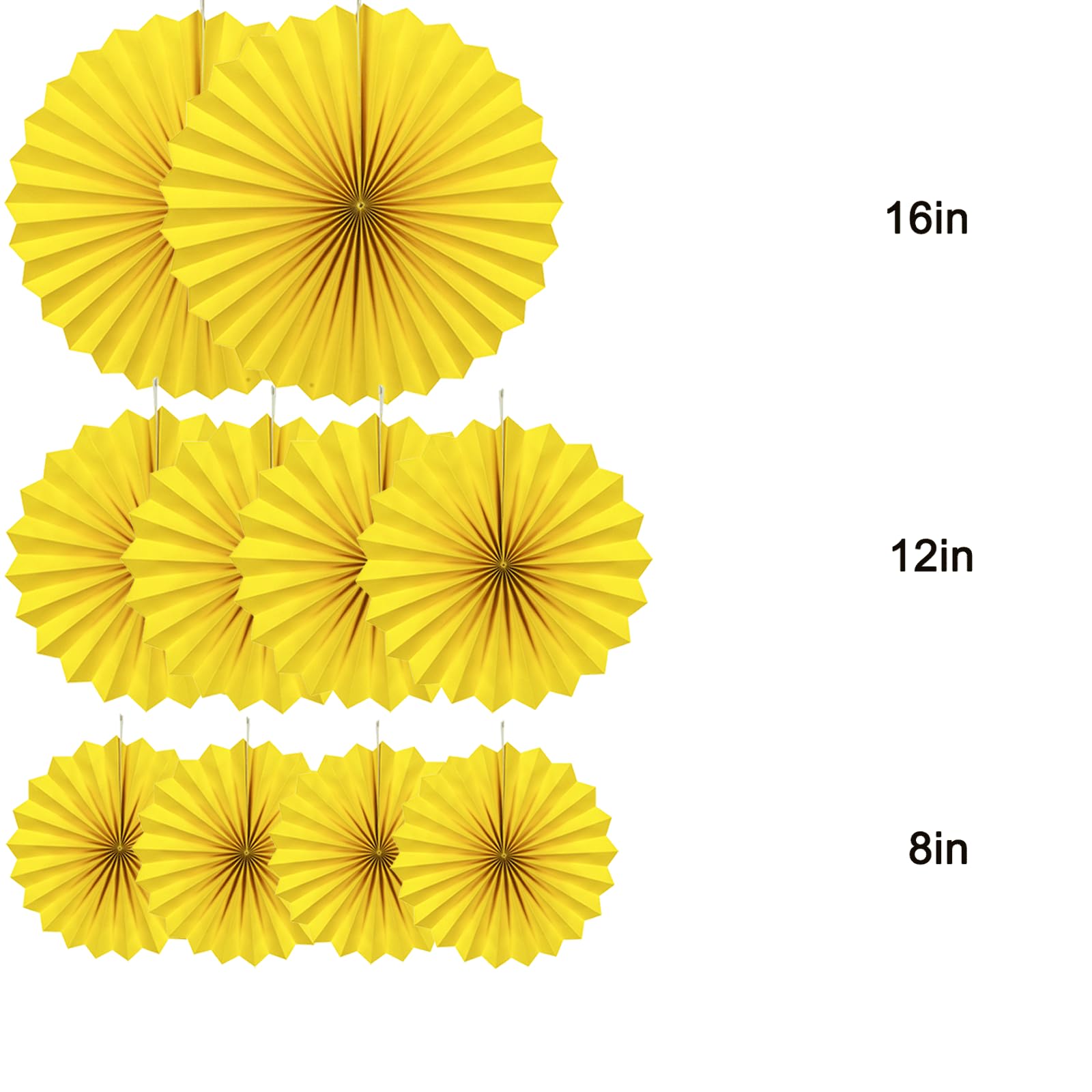10-Pack Yellow Round Paper Fan Party Decorations - Hanging Ceiling Fans for Birthday, Wedding & Baby Shower Decor