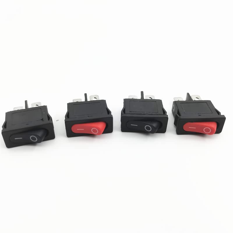 5Pcs KCD1-110 10x22mm Black Super Thin Rocker Switch NO/OFF 2 Pin Small Instrument Power Switch - Red | Compact Electrical Component for DIY Projects, Automotive, and Home Appliances