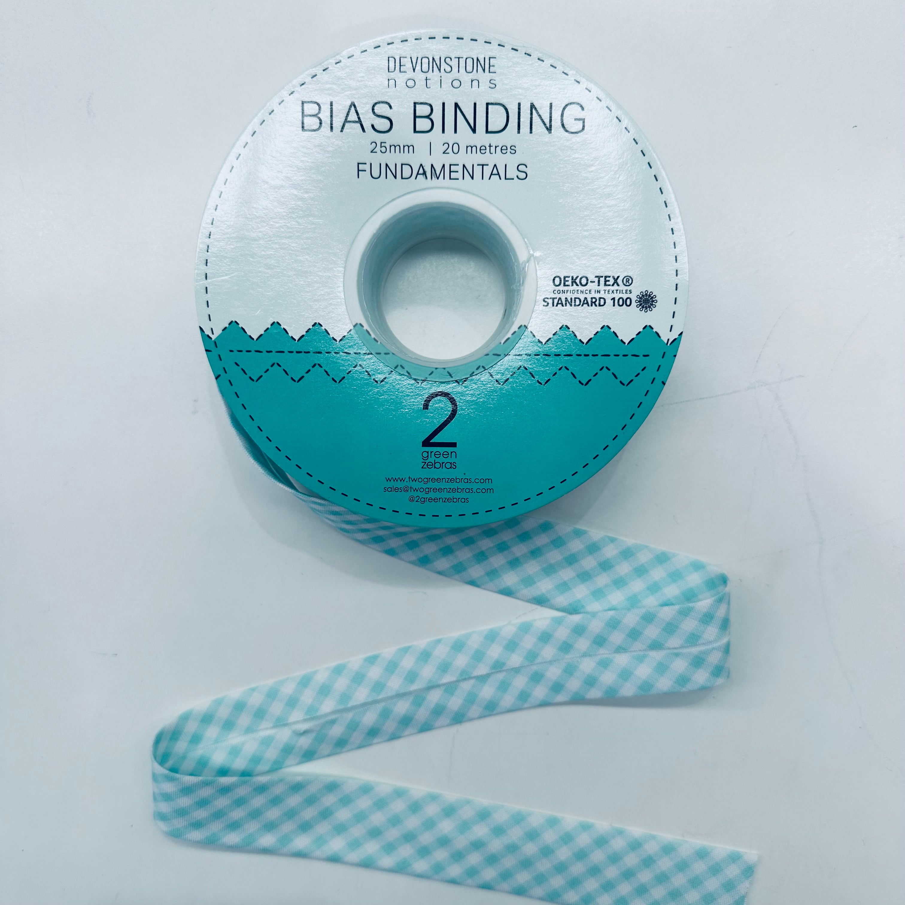 1 Inch Seafoam Check Bias Binding Tape - 25mm Double Fold Bias Tape for Sewing, Quilting & DIY Crafts - Perfect for Garment Edges, Home Decor & Scrapbooking Projects