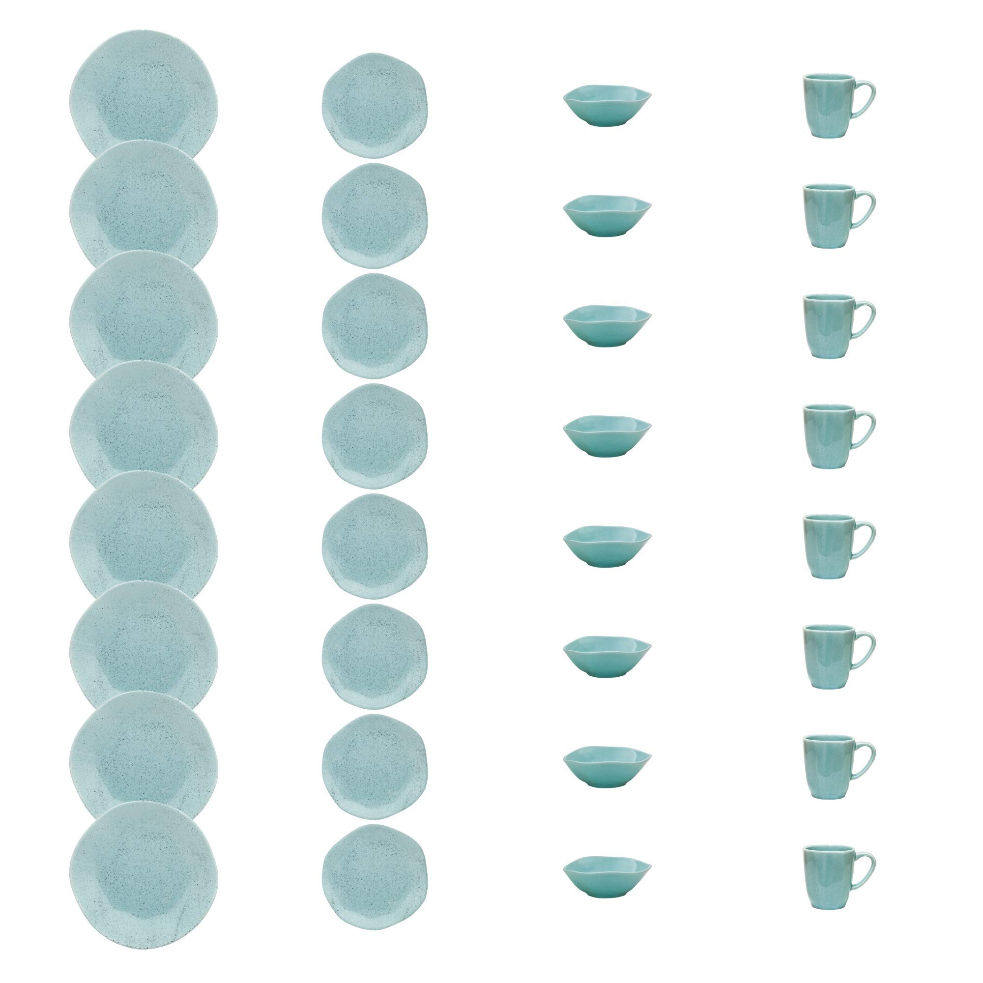 Manhattan Comfort RYO Collection 32-Piece Microwave & Oven Safe Porcelain Dinnerware Set - Service for 8, Elegant Blue - Perfect for Family Dinners, Entertaining Guests & Everyday Use