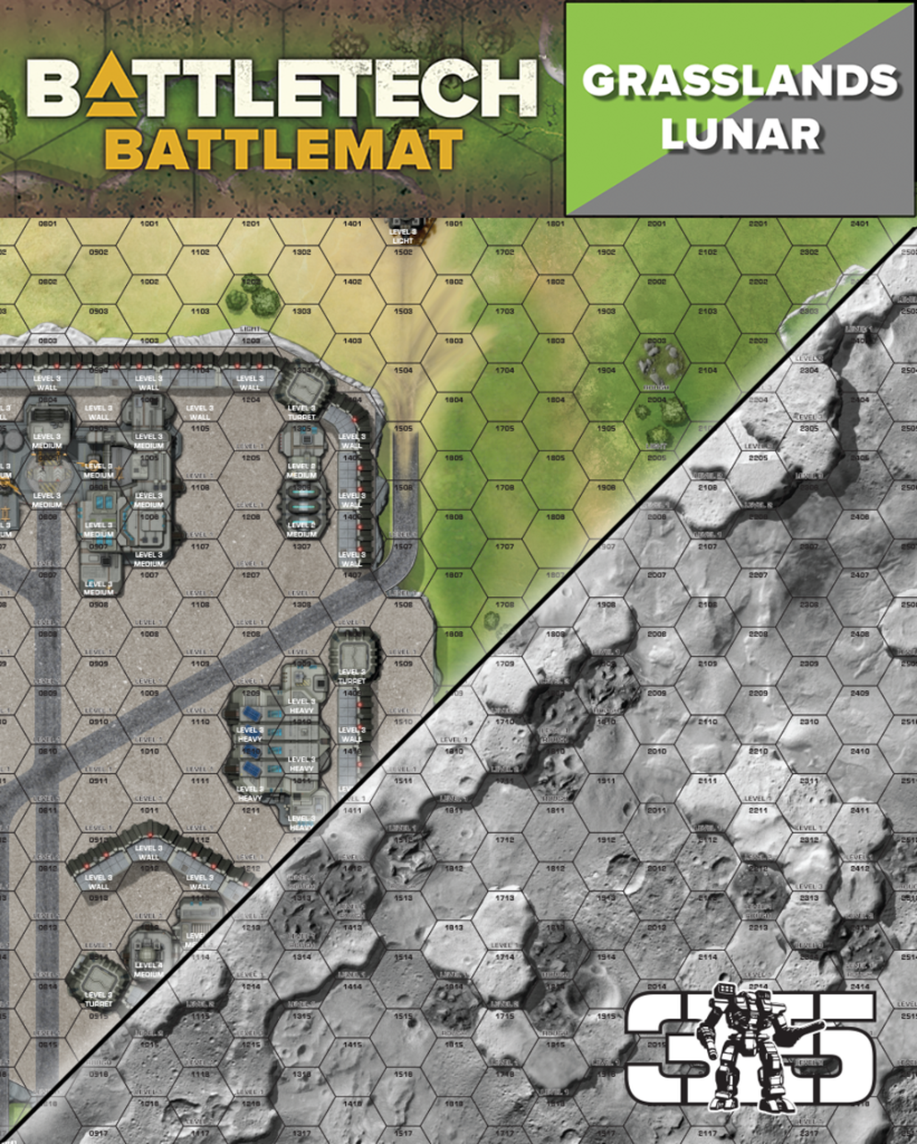 BattleTech Battlemat - Grasslands & Lunar Terrain Game Mat for Tabletop Wargaming | Durable RPG Gaming Surface for Miniatures & Strategy Games