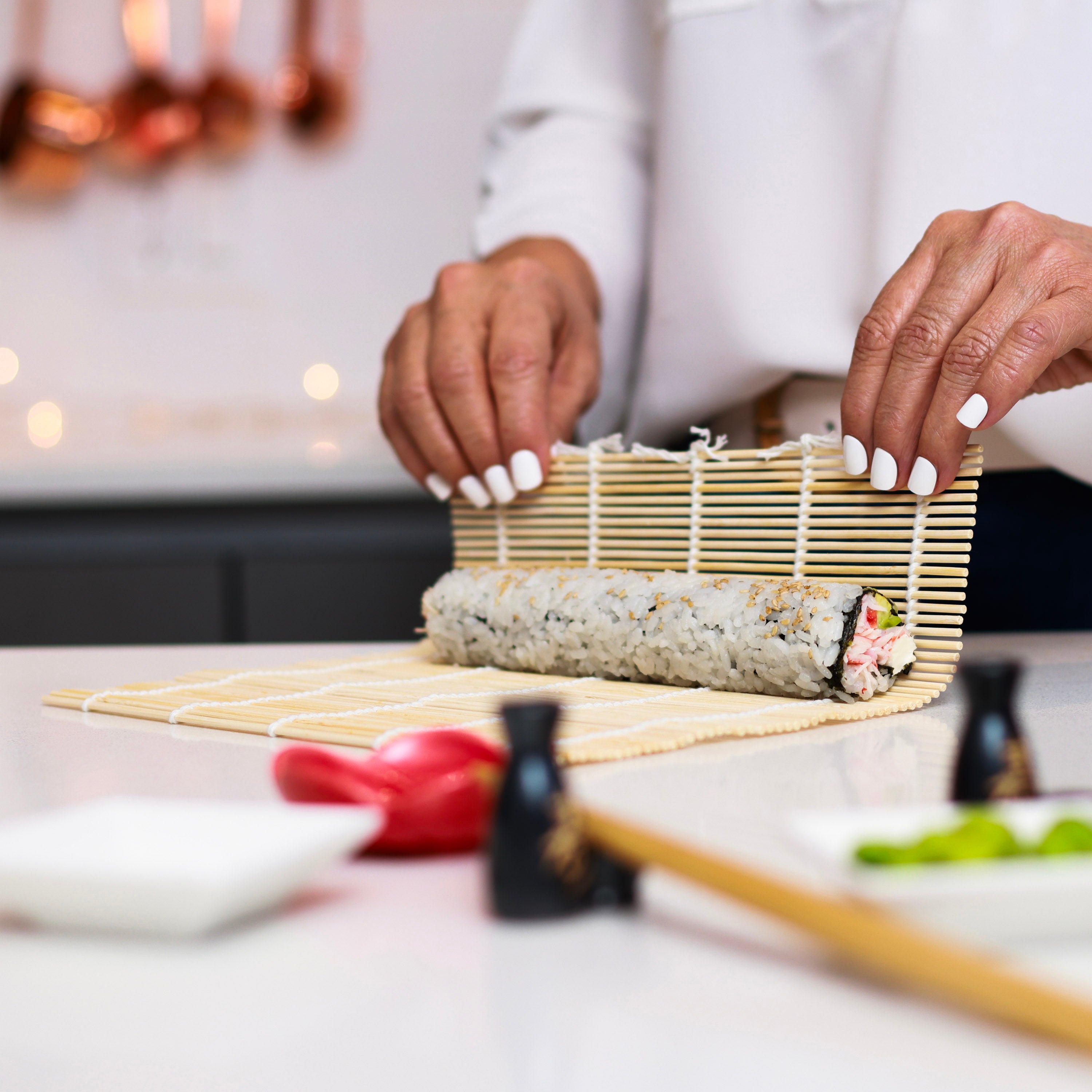 Premium Sushi Making Kit - 4 Piece Set with Bamboo Mat, Rice Paddle, & Chopsticks | Perfect for Home Chefs & Japanese Cuisine Lovers | Ideal for Dinner Parties, Cooking Classes & DIY Sushi Nights