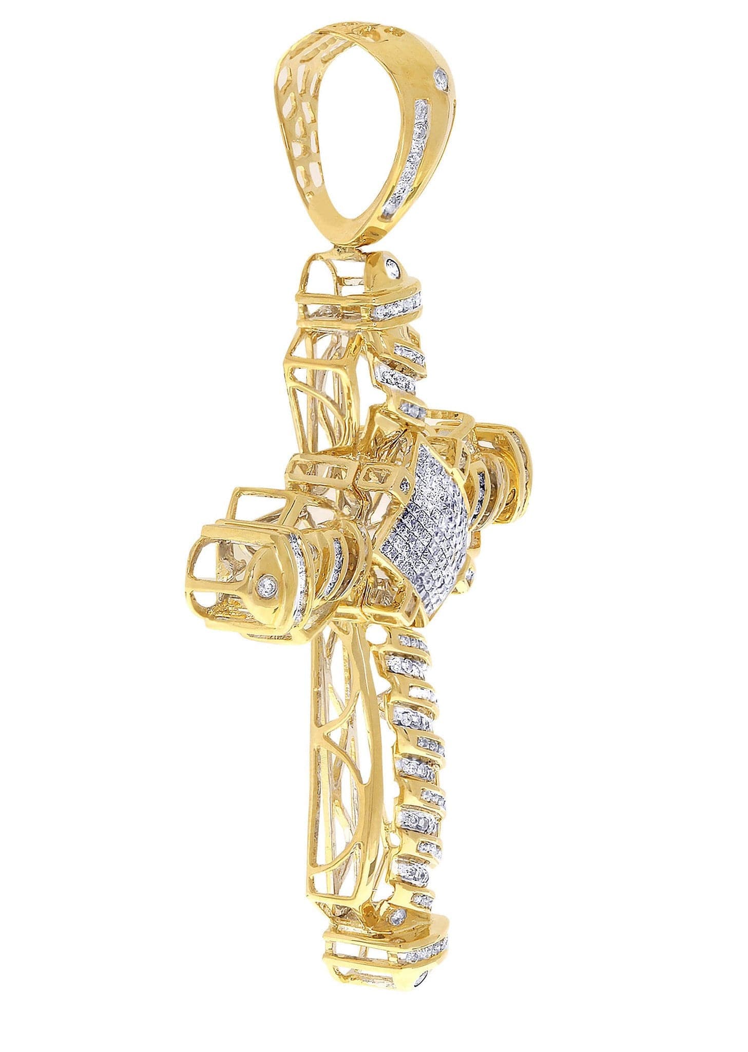 1.89 Carat Diamond Cross Pendant Necklace - 20.43 Grams Solid Gold Religious Jewelry for Women & Men - Perfect for Baptism, First Communion, Confirmation & Everyday Wear
