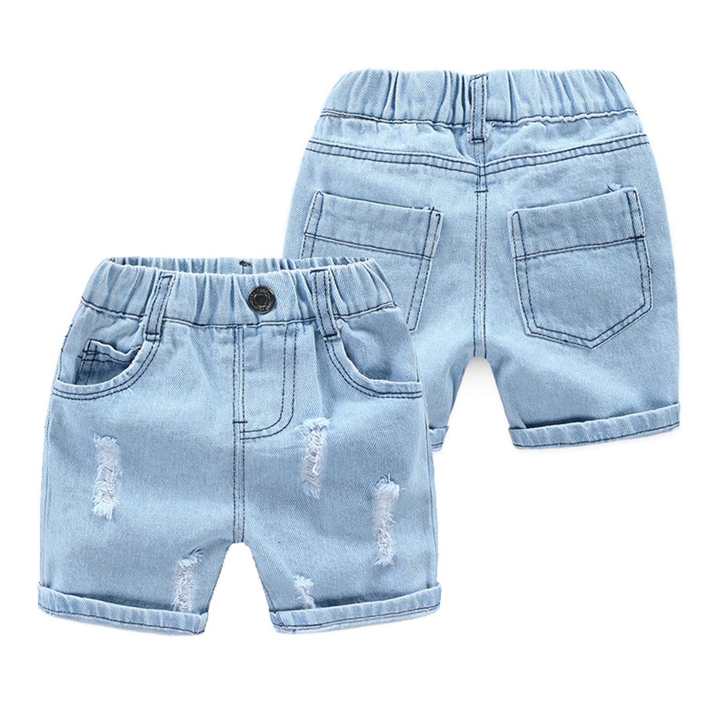EISHOW Baby Boys' Ripped Denim Shorts - Elastic Waist Toddler Jeans Shorts for Summer | Casual Playwear & Outdoor Activities