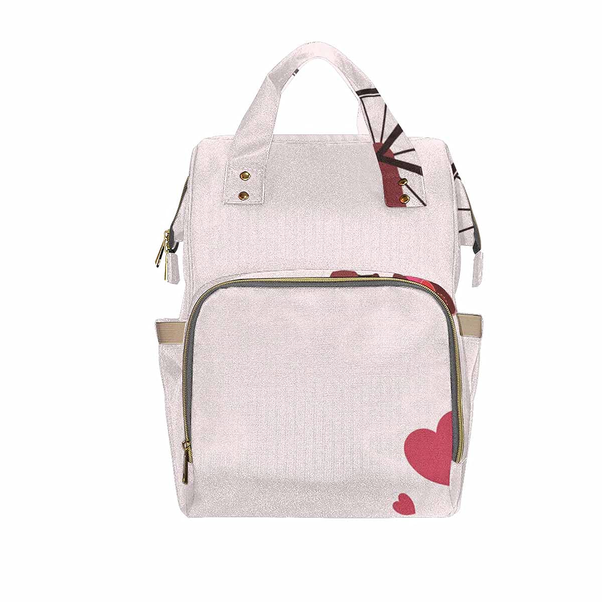 InterestPrint Multifunctional Baby Diaper Bag with Insulated Bottle Pockets - Heart Bicycle Design for Moms, Perfect for Travel, Shopping & Outdoor Activities