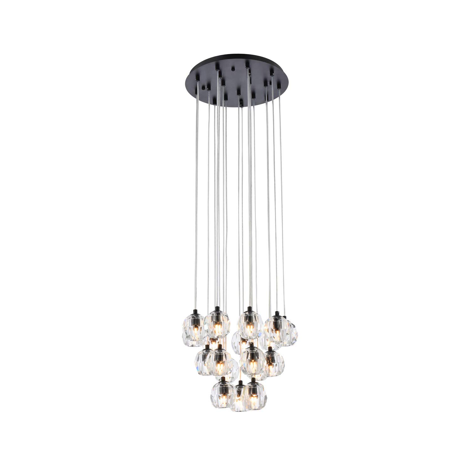 Eren 18-Light Black Modern Chandelier - Elegant Dining Room Pendant Lighting for Kitchen Island, Living Room, and Bedroom