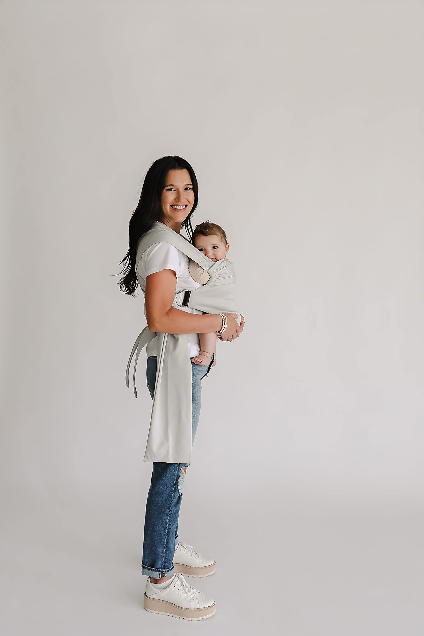 Lalabu Simple Baby Wrap - No-Tie, Comfortable & Easy-to-Use Infant Carrier for 3 Months to 2 Years (Fog) | Perfect for Hands-Free Parenting, Errands & Bonding with Your Newborn