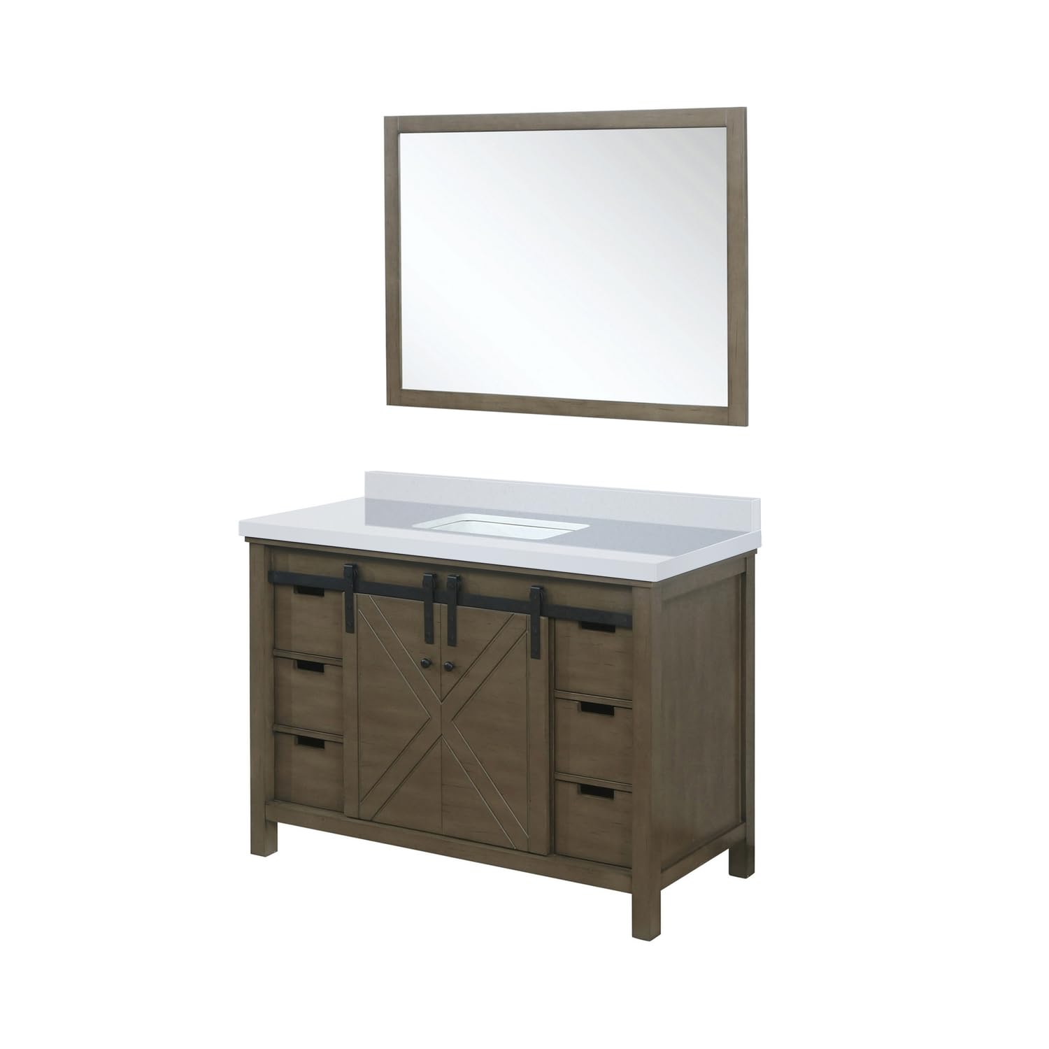Rustic Brown Bathroom Vanity Set - 48