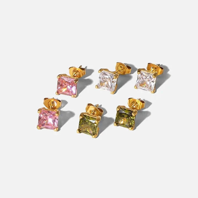 18K Gold Plated Cubic Zirconia Stud Earrings - Elegant Tiny CZ Earrings for Women | Perfect for Everyday Wear, Parties & Gifting (JDE758)