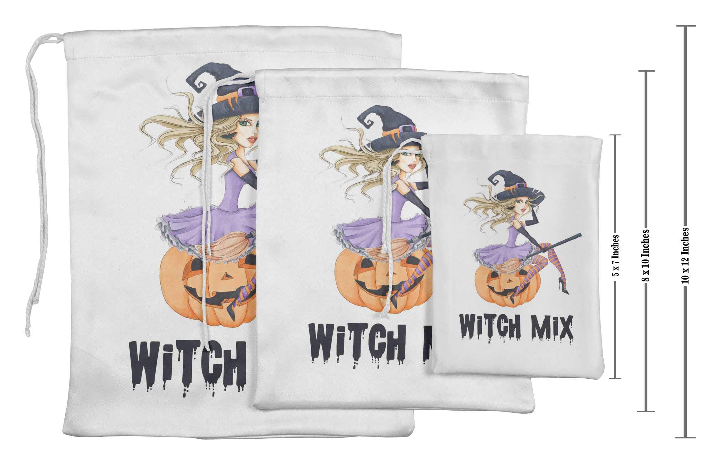White Witch Mix Halloween Party Favor Bags - 15 Pack | Trick or Treat Goodie Bags for Kids, Classroom Treats & Spooky Party Supplies