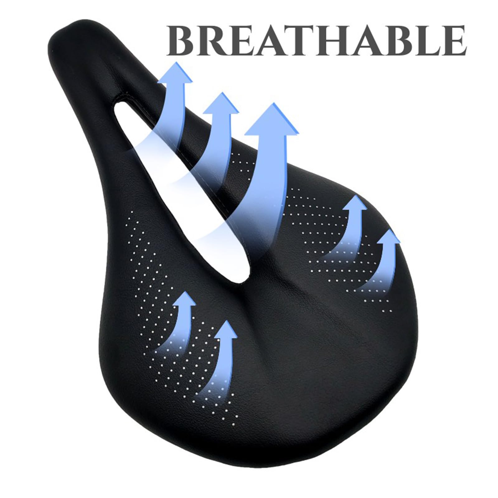 Breathable Hollow Leather Bike Seat Cushion - Shock Absorbing Comfortable Cycling Saddle for Men & Women - Perfect for Road Bikes, Mountain Bikes & Long Distance Rides