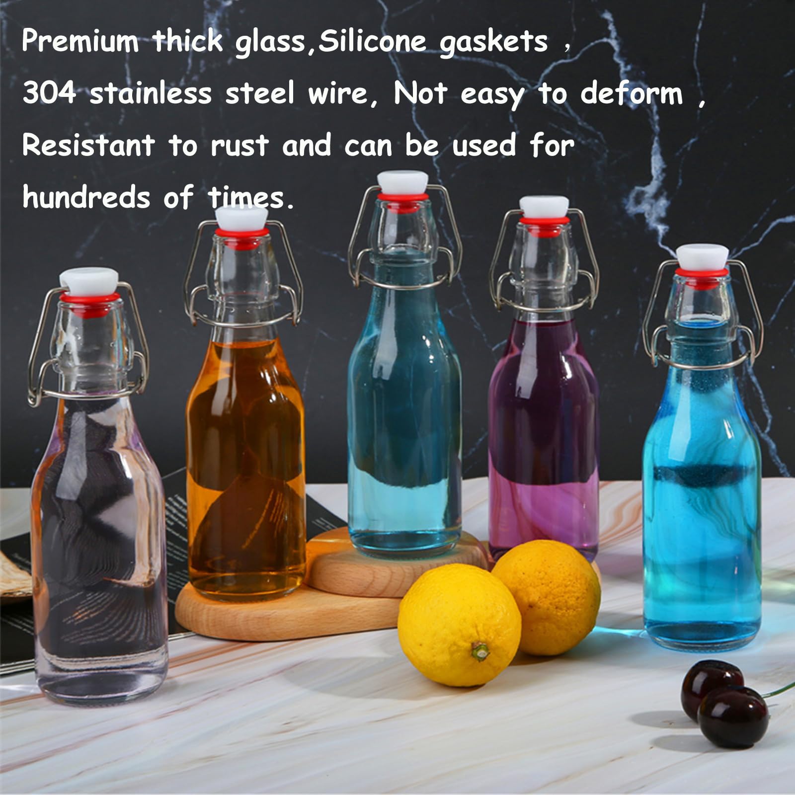10 Pack Swing Top Glass Bottles 8.5 oz - Flip Top Beer Brewing Bottles for Kombucha, Homemade Kefir, Water, Beverages, Soda, Oil, Vinegar & Fermentation - Perfect for Limoncello, Home Brewing, DIY Drinks & Kitchen Storage