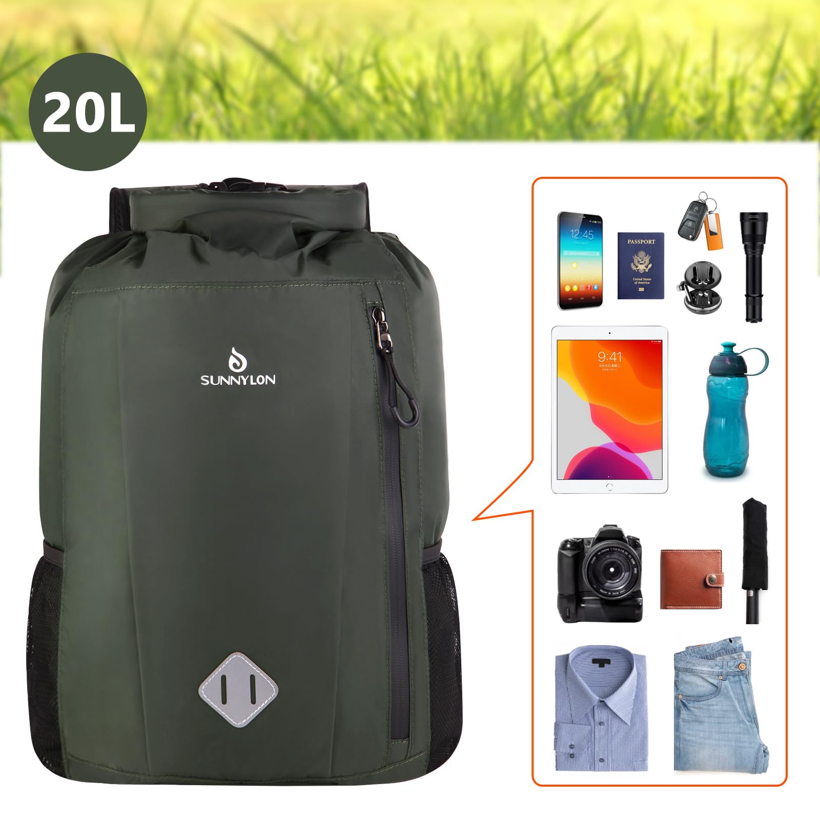 Waterproof Dry Bag Backpack 20L with Waist Pouch & Phone Case - Roll Top Kayaking Dry Bag for Marine, Beach, Rafting, Boating, Hiking, Camping, Fishing - Ideal for Outdoor Adventures & Water Sports