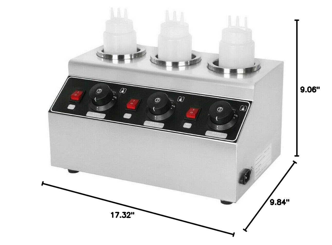 Commercial Electric Sauce Warmer - 3 Bottle 240W 3-Head Jam Dispenser with Temperature Control (30-85°C) - Perfect for Restaurants, Cafes & Catering Services