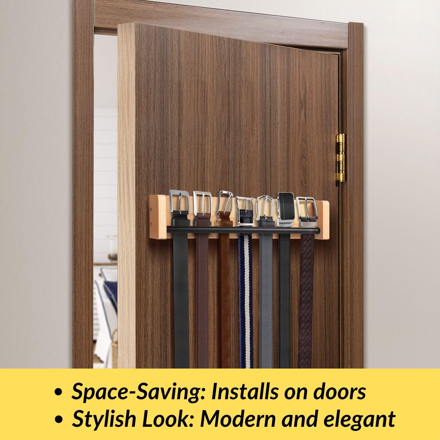 Wall Mount Belt Hanger Organizer - Space Saving Closet Door Storage for Belts & Ties - Perfect Gift for Men, Father's Day, Birthday & Housewarming - Ideal for Bedroom, Closet & Small Space Organization