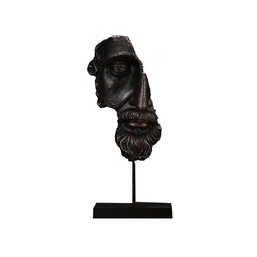 Handmade Resin Abstract Human Face Sculpture - Modern Half Face Figurine for Home, Office & Study Room Decor - Unique Desktop Art & Decorative Ornament for Living Spaces