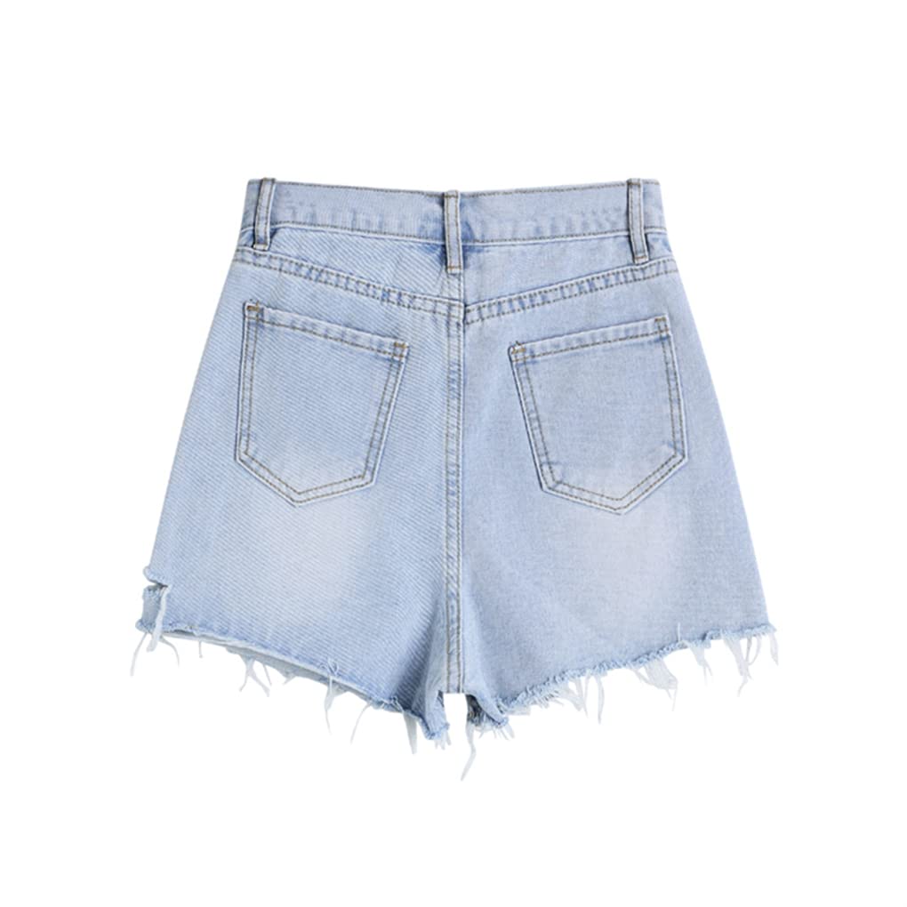 HAIRGAI Women's High Waist Ripped Denim Shorts - Distressed Irregular Hole Design for Summer Fashion, Streetwear & Casual Outfits | Perfect for Beach, Music Festivals & Everyday Wear