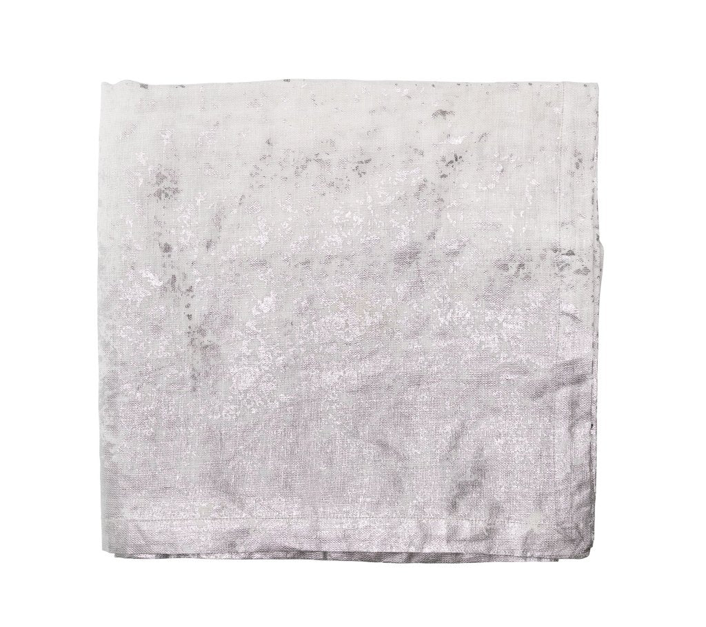 Premium Metallic White & Silver Metafoil Tablecloth - Elegant & Shiny for Weddings, Parties, and Special Events