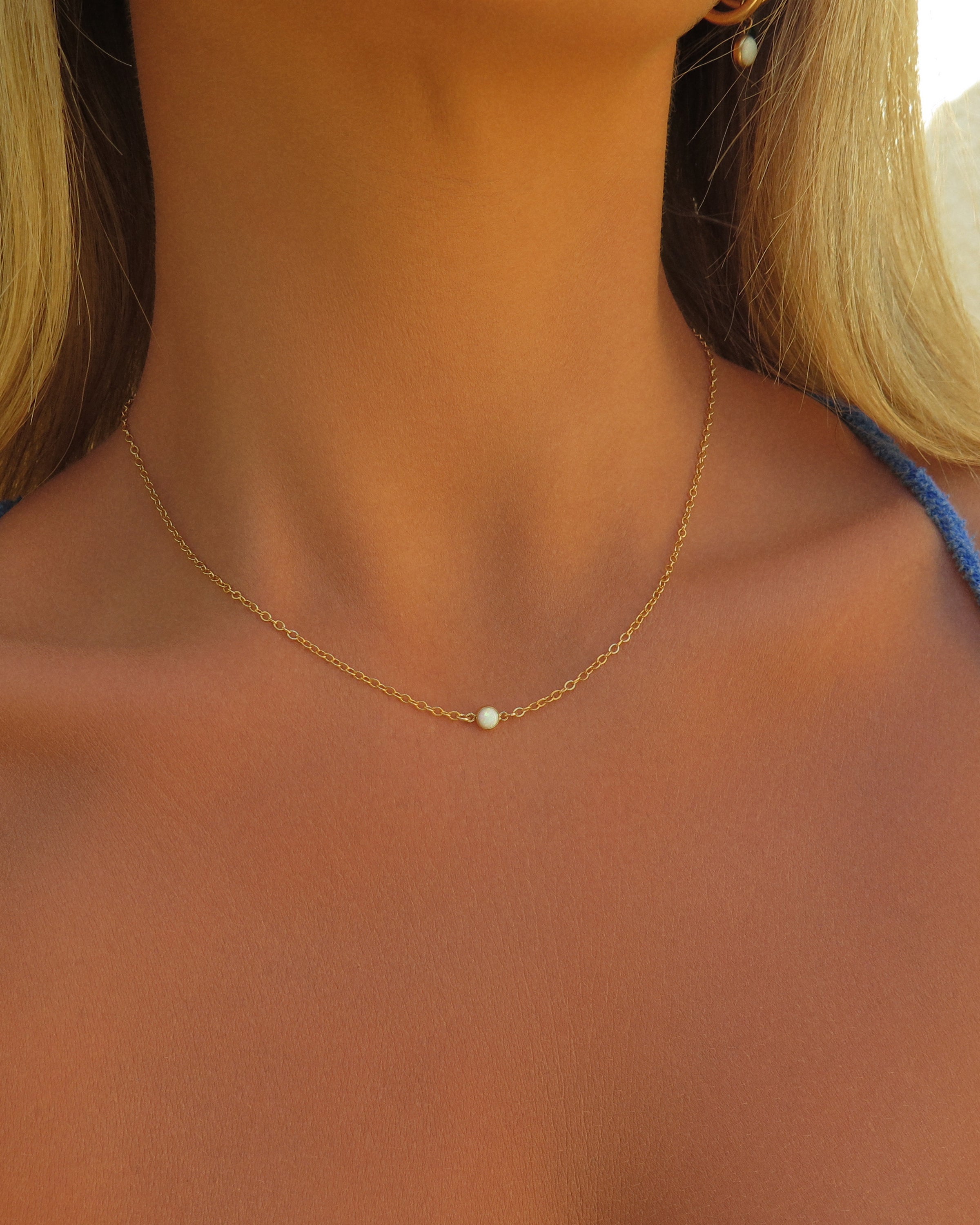 14k Yellow Gold Filled Single Bello Opal Necklace for Women - Elegant Dainty Jewelry Gift for Birthday, Anniversary & Special Occasions