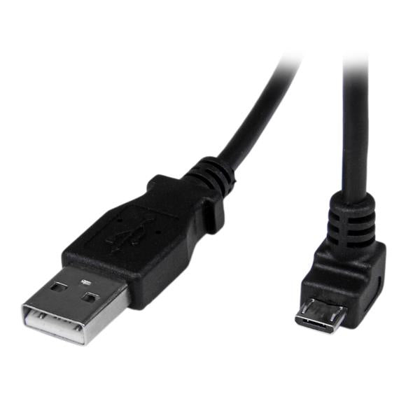 StarTech.com 2m Micro USB Cable - USB A to Down Angle Micro B - High Speed 480Mbps - Shielded 24/30 AWG - Black - Perfect for Smartphones, Tablets & Charging Devices