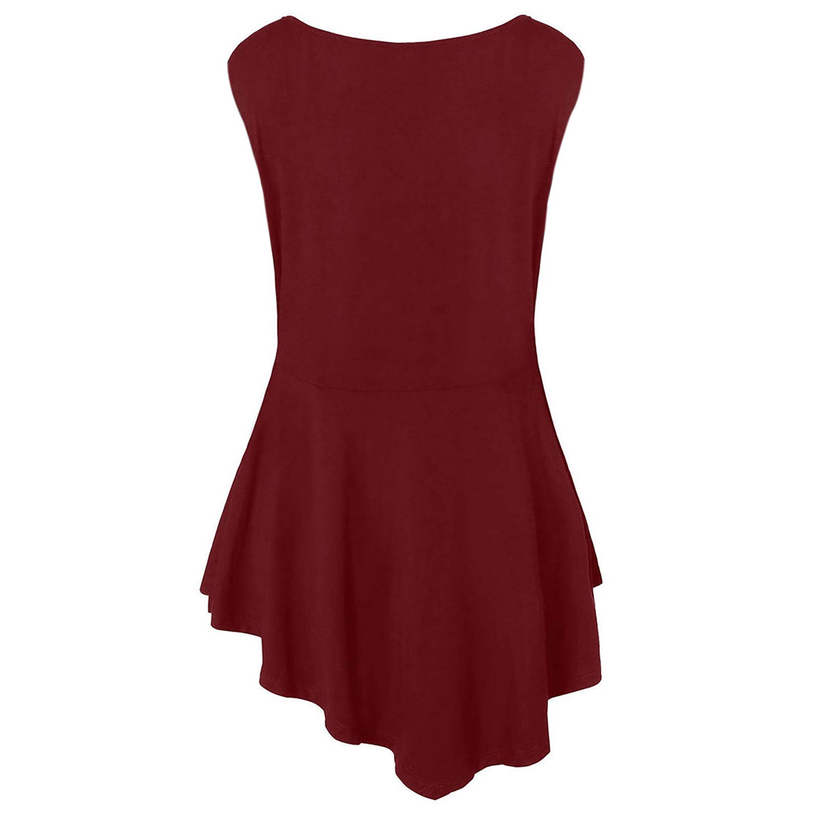 Floral Lace Plus Size Women's Sleeveless Blouse - Asymmetric O-Neck Tops for Casual Wear & Summer Outfits