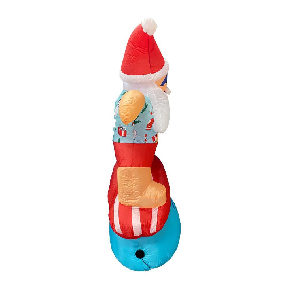 Inflatable 6ft LED Surfing Santa Christmas Decoration for Beach, Yard, and Holiday Party Decor - Waterproof Outdoor Xmas Decor with Bright Lights
