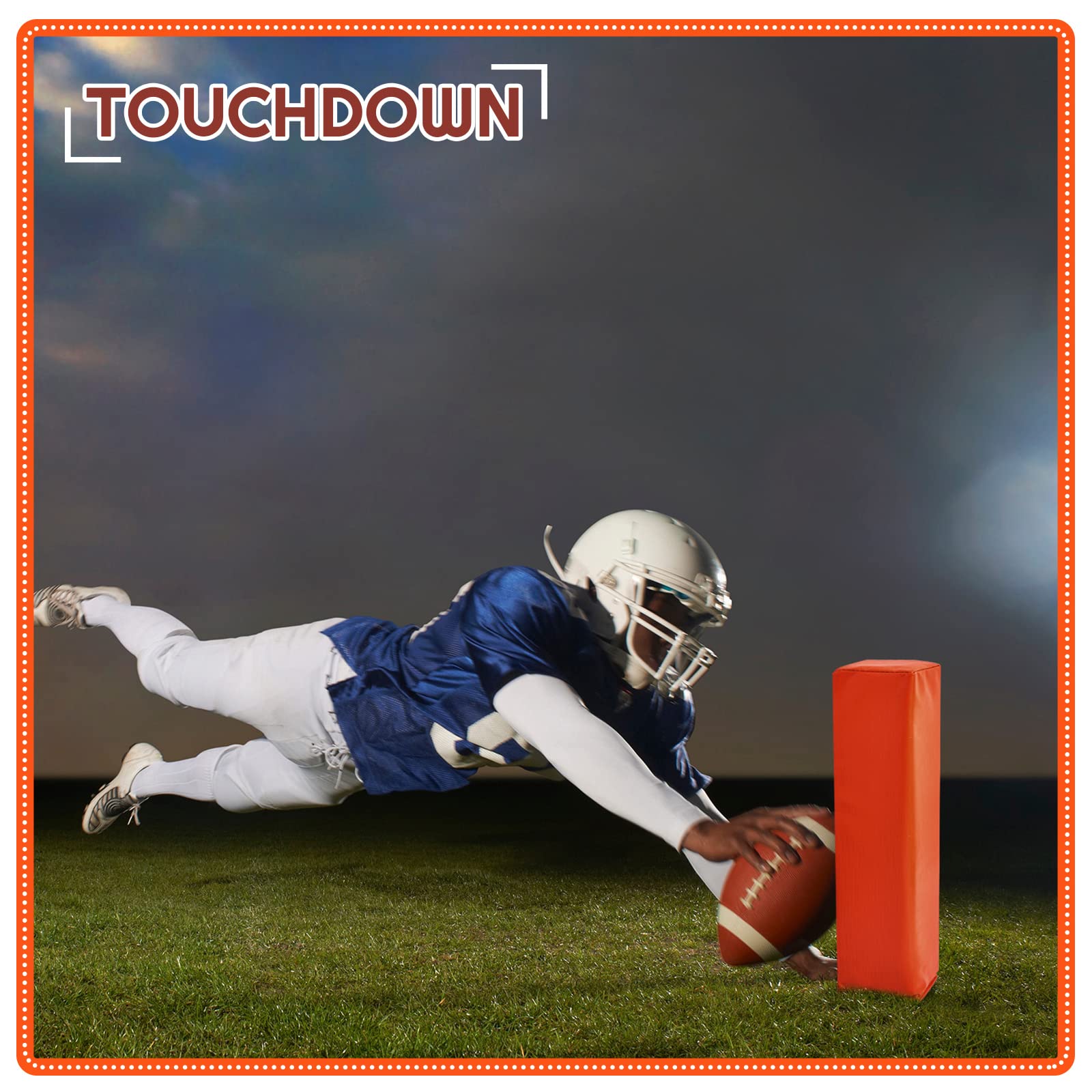 Deekin 8-Piece Football End Zone Pylons - Anchorless Pylon Markers with Sand Weighted Base, Regulation Size 18