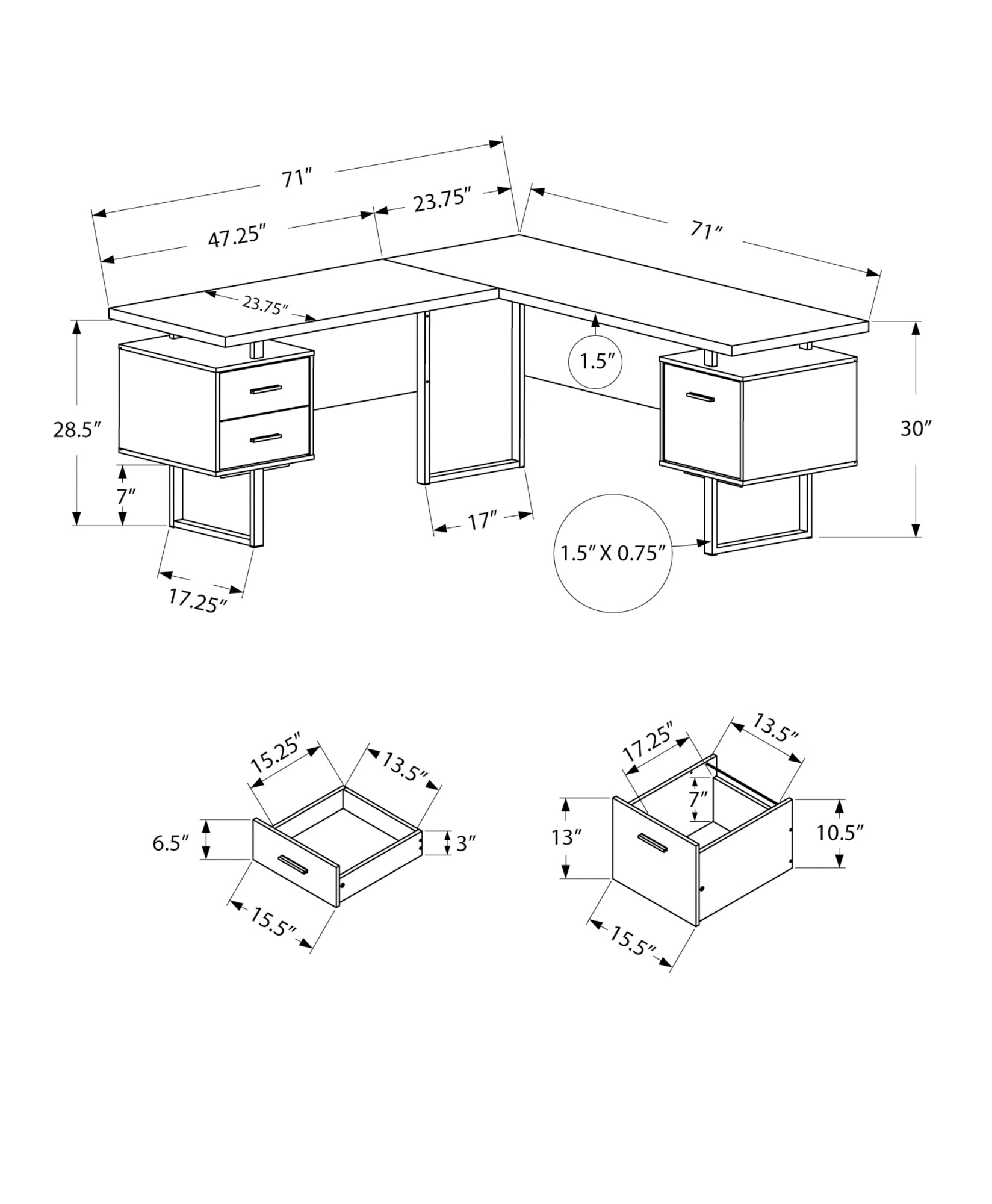70L Office Series Espresso Left or Right Facing File Cabinet - Perfect for Home Office, Study Room & Workspace Organization