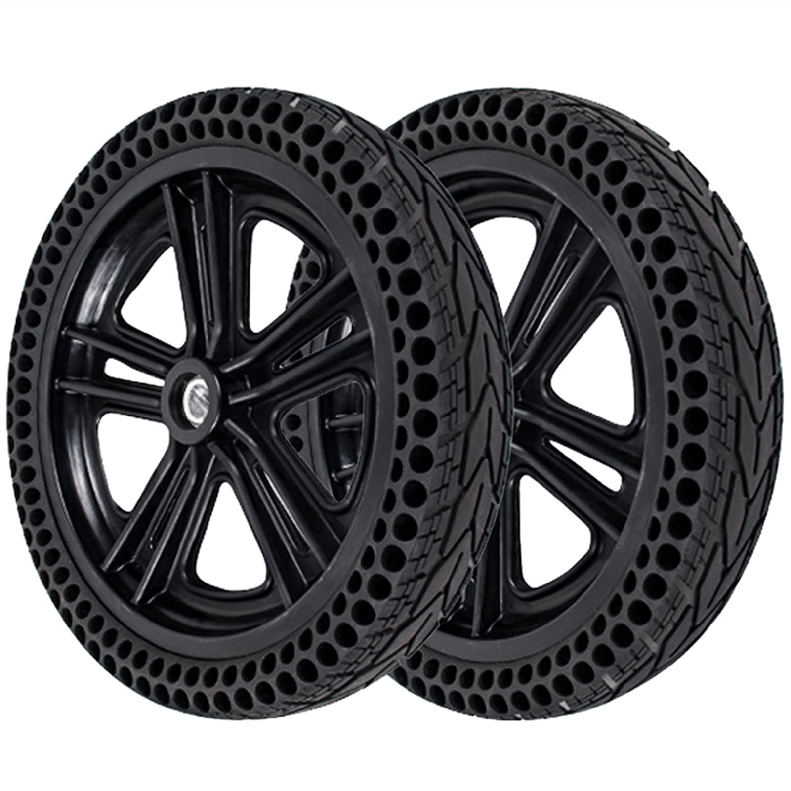 2 Pack Universal 12 Inch Wheelchair Wheels with Solid Tires - 32cm Replacement Wheels for Mobility Scooters & Wheelchairs - Durable Black Wheels for Indoor/Outdoor Use - Perfect for Daily Commuting, Shopping & Travel