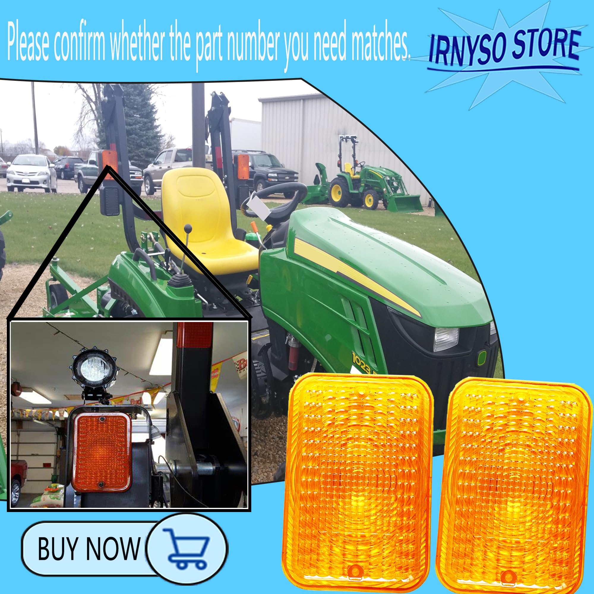 John Deere Tractor Taillight Lens Replacement - Amber LVU18745 Compatible with 1023E 1025R 1026R 2027R 2032R 3120 3203 3320 4105 4520 4600 5415 5425 Models (2-Pack) - Perfect for Farm Equipment Maintenance & Tractor Lighting Upgrades