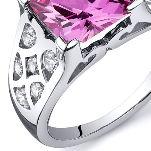 Pink Sapphire Princess Cut Sterling Silver Ring Size 8 | Elegant Jewelry for Women | Perfect for Engagement, Anniversary & Special Occasions