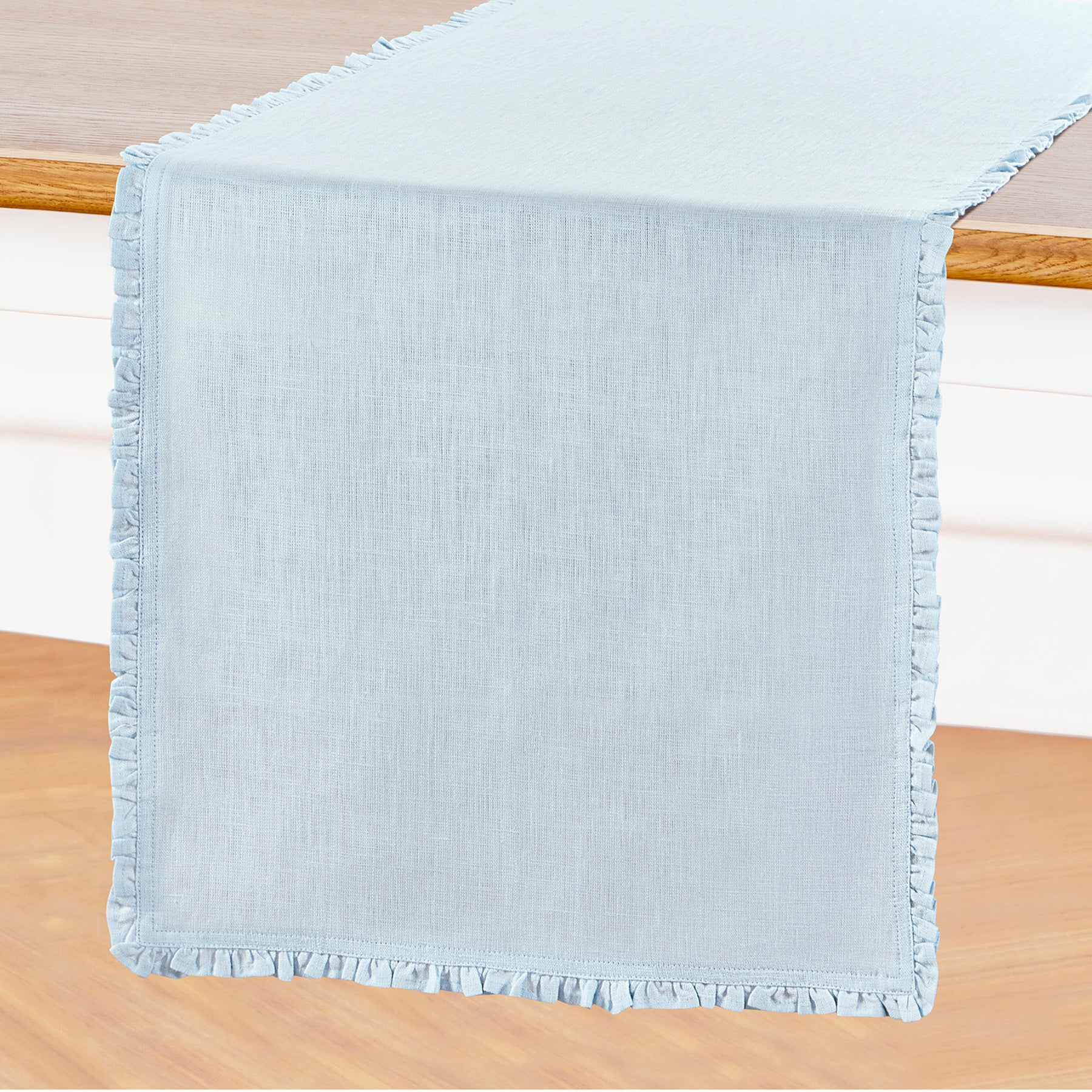 Juliette Ruffle Table Runner - Elegant Lace Trim Dining Table Decor for Weddings, Parties & Home Decor