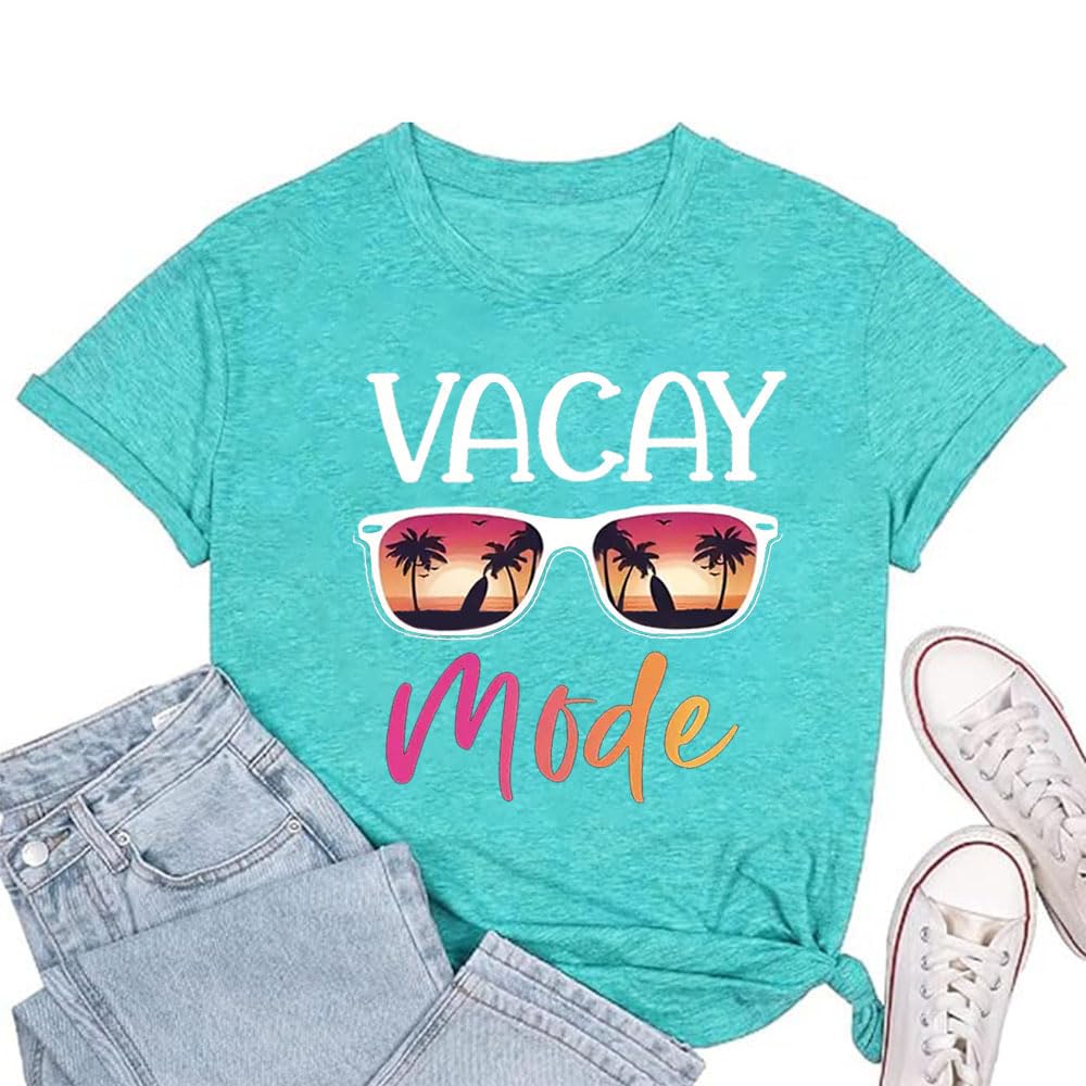 Vacay Mode Women's Summer T-Shirts - Casual Short Sleeve Beach Top for Hawaii Vacation, Cruise Getaway & Holiday Travel | Perfect for Beach Outings, Pool Parties & Tropical Adventures