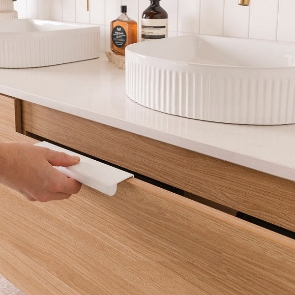ADP Glacier Lite Shelf Slim Vanity with Solid Surface Top - Modern Bathroom Storage Solution for Small Spaces, Perfect for Makeup Organization and Bathroom Essentials