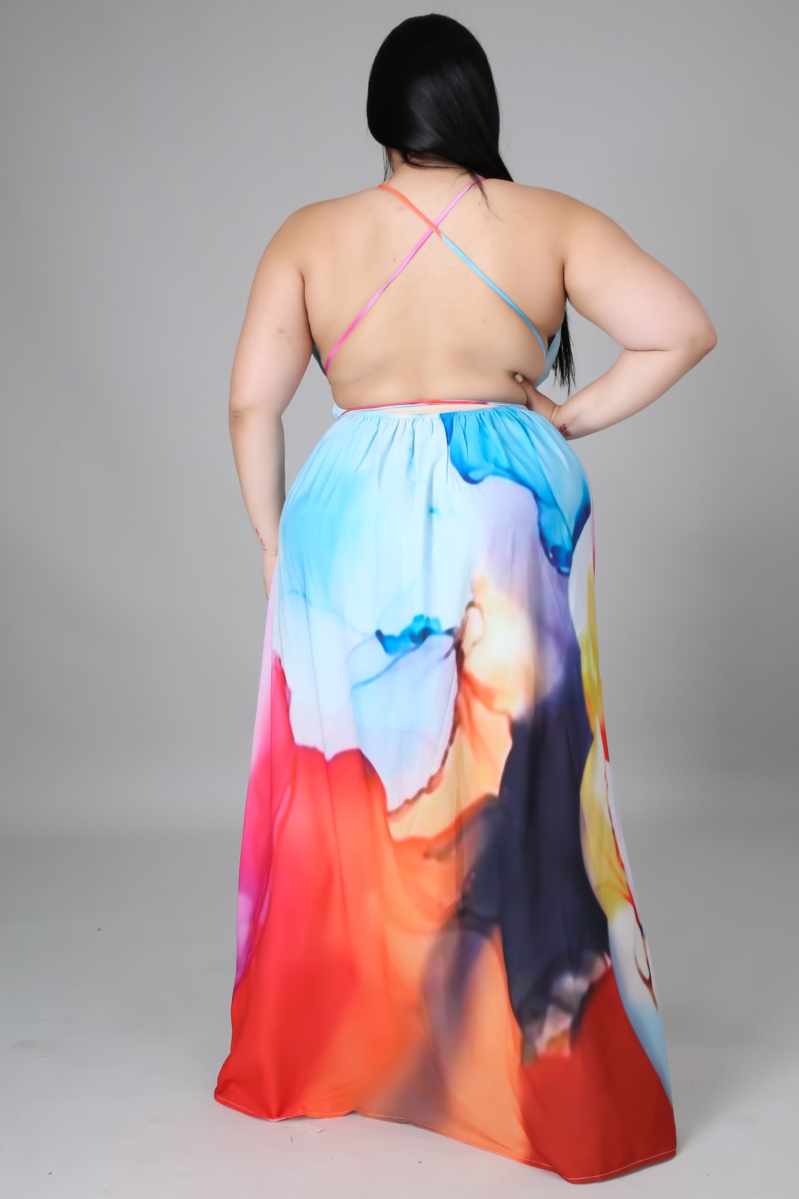 Island Escape Multi Maxi Dress for Women - Flowy Summer Maxi Dress with Curve Fit - Perfect for Beach Vacations, Pool Parties & Tropical Getaways