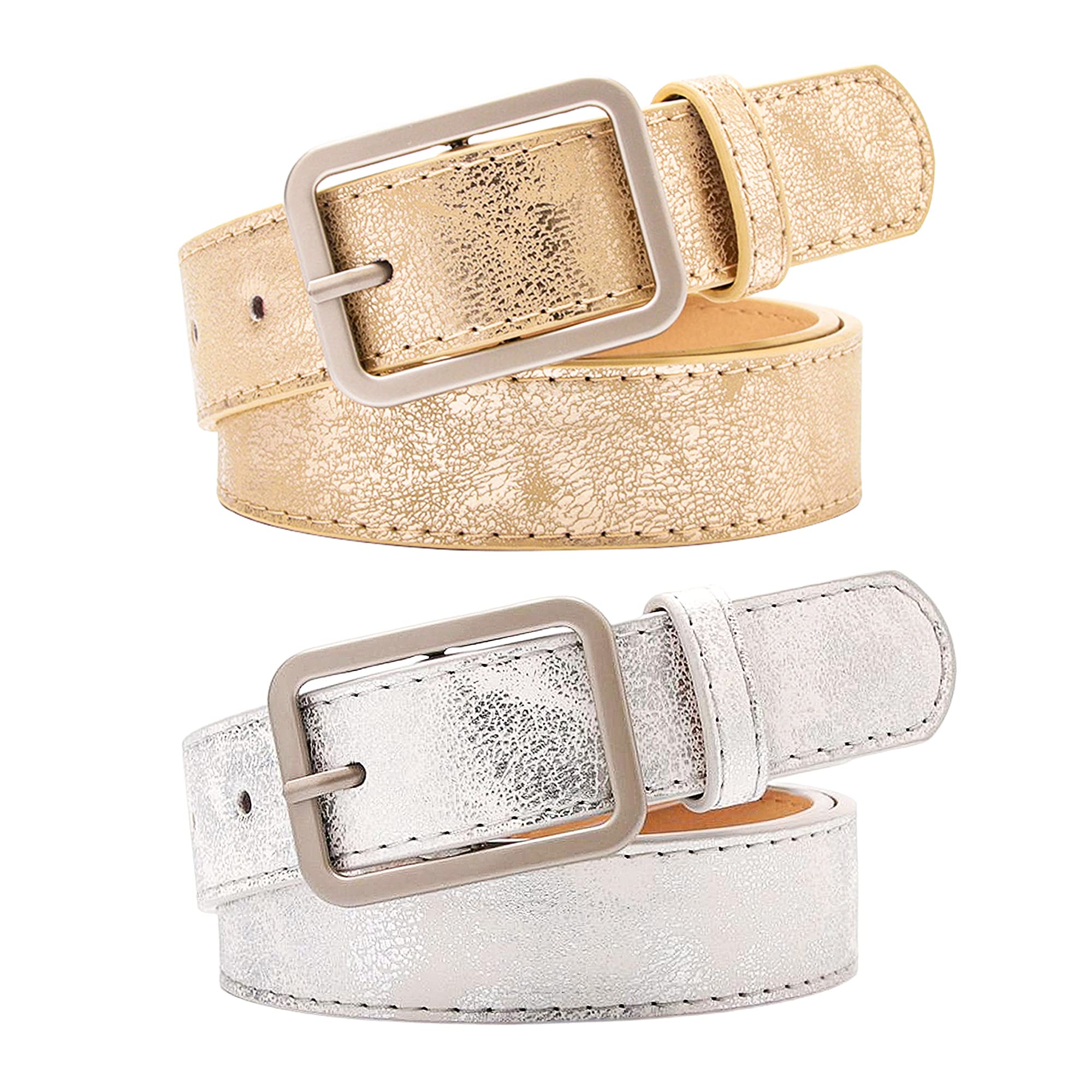 Stylish Women's Bling Belts - Shiny Gold & Silver Leather Belts for Club, Party, Jeans, Pants & Dresses | Perfect for Night Out, Date Night & Special Occasions