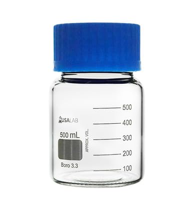 5000ml Clear Borosilicate Glass Media Bottle with GL80 Screw Cap - Wide Mouth Round Lab Bottle for Scientific Solutions, Chemical Storage & Solvent Containment | Perfect for Laboratory, Pharmacy & Research Use