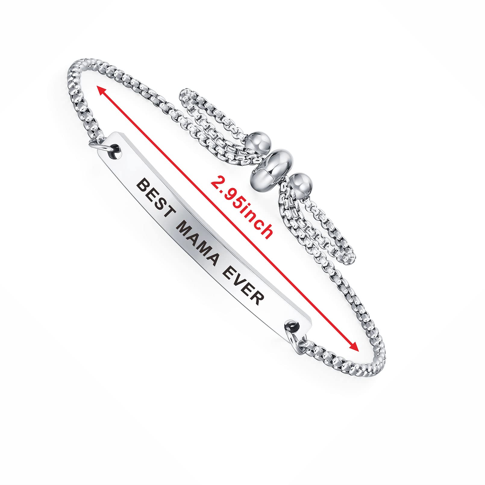 SOUSYOKYO Mama Bracelet - Best Ever Gifts for Women, Stainless Steel Jewelry for Mom - Birthday, Valentine's Day & Mother's Day Present - Perfect for Daily Wear, Special Occasions & Showing Love