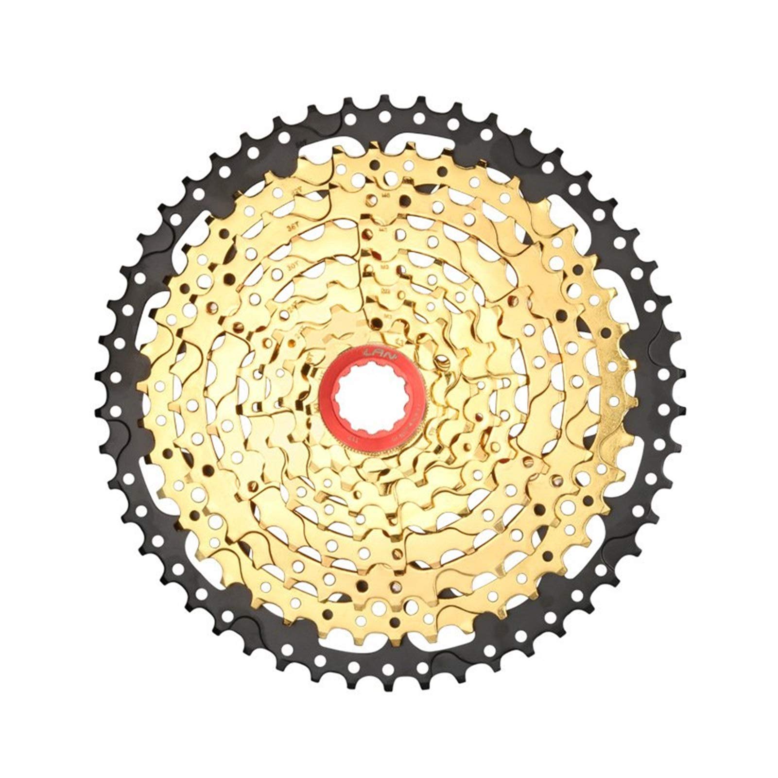 JMSM 9 Speed 11-50T Bicycle Cassette - Black & Gold Steel Mountain Bike Freewheel Sprocket (548g) - Shimano Compatible - Perfect for MTB Upgrades & Trail Riding