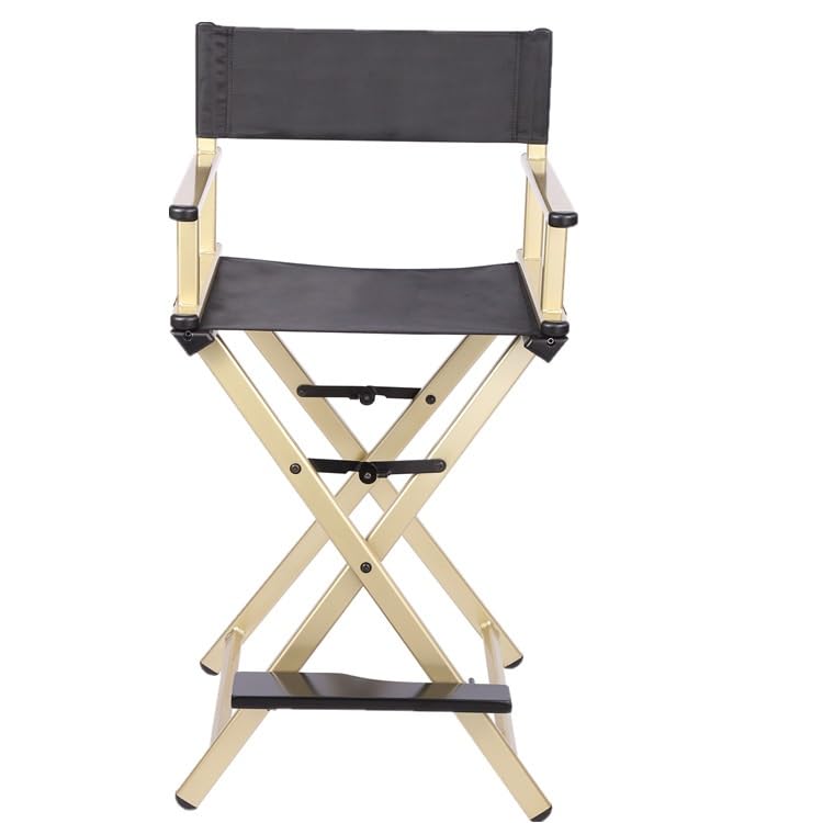 Portable Aluminum Folding Director Chair - Makeup Artist Chair for Beauty Salon, Dressing Room & Studio - Lightweight Outdoor Chair for Professional & Home Use