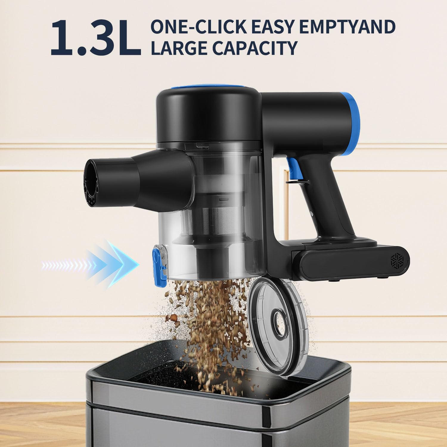 35KPa Powerful Cordless Stick Vacuum Cleaner with Rechargeable Battery & LED Headlights - Lightweight Handheld Vacuum for Pet Hair, Hard Floors, Carpets - Ideal for Home Cleaning, Car Detailing & Pet Owners