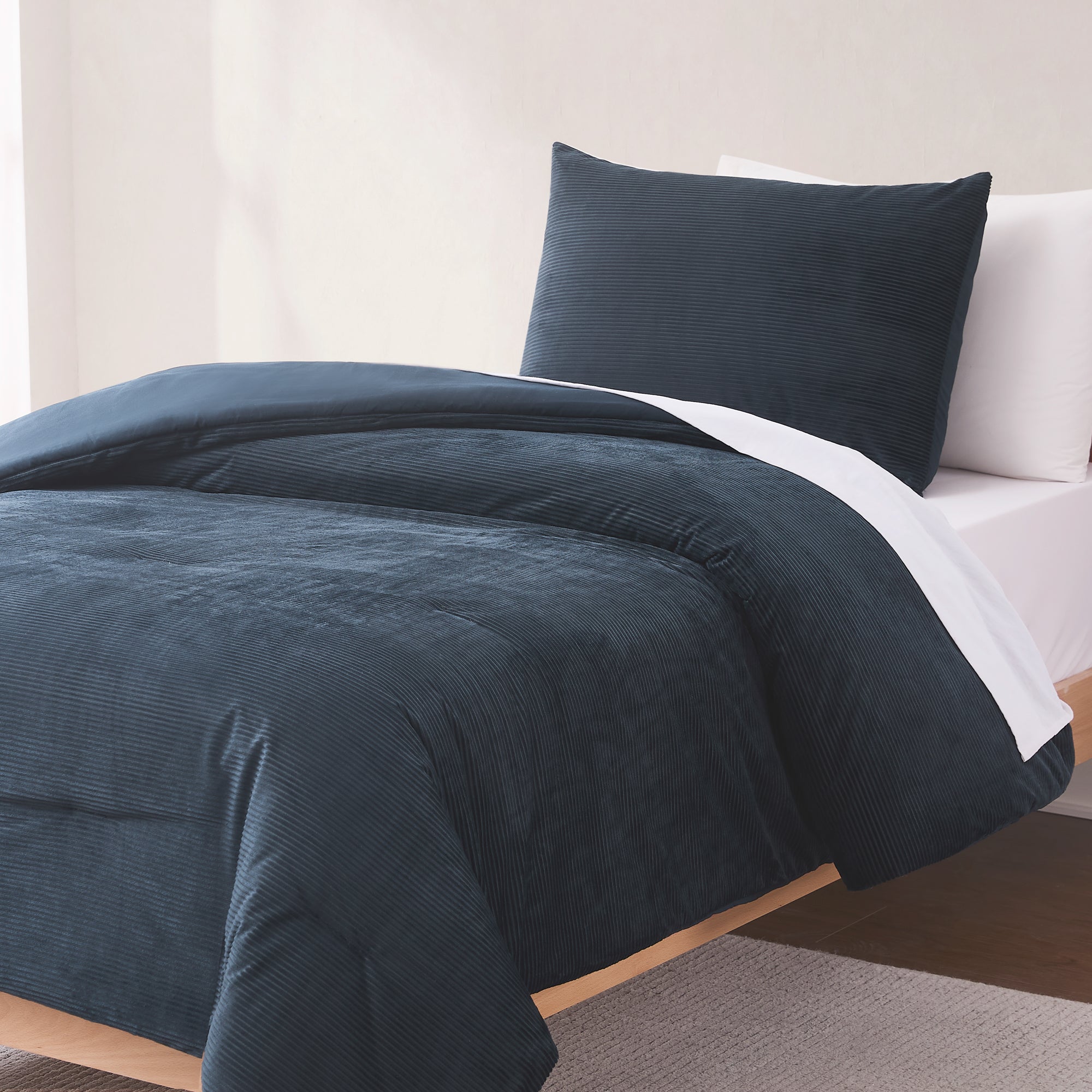 Arden Ribbed Corduroy Comforter Set - Soft & Durable Bedding Collection for Cozy Bedroom Decor | Perfect for Winter Nights & Home Styling