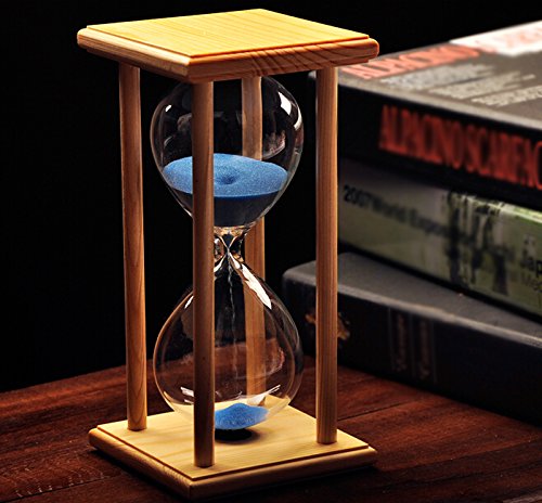 Original Wooden Frame Hourglass with Blue Sand - 30 Minute Sand Timer for Home Decor, Meditation & Classroom Activities