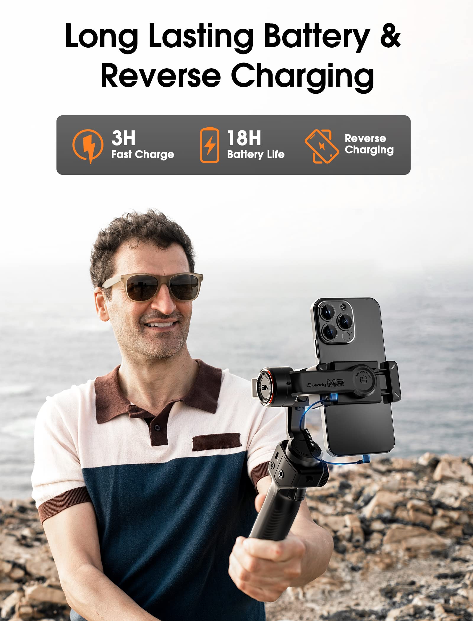 Hohem iSteady M6 3-Axis Smartphone Gimbal Stabilizer for iPhone 14 Pro Max & Android - 2023 Upgrade with OLED Display, 360° Infinite Rotation - Perfect for Vlogging, Travel Videos & Social Media Content Creation