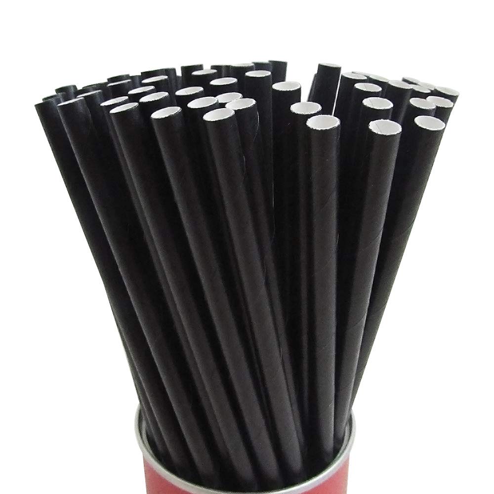 Eco-Friendly 5000Pcs Biodegradable Black Paper Drinking Straws (250 Per Pack) - 7.75 Inch Disposable Striped Straws for Parties, Weddings, Restaurants & Home Use - Sustainable Alternative to Plastic Straws