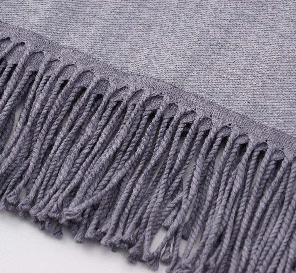 Battisti Gray Birdseye Wool Throw Blanket - Soft & Warm Luxury Blanket for Couch, Bed & Travel - Cozy Home Decor & Perfect Gift