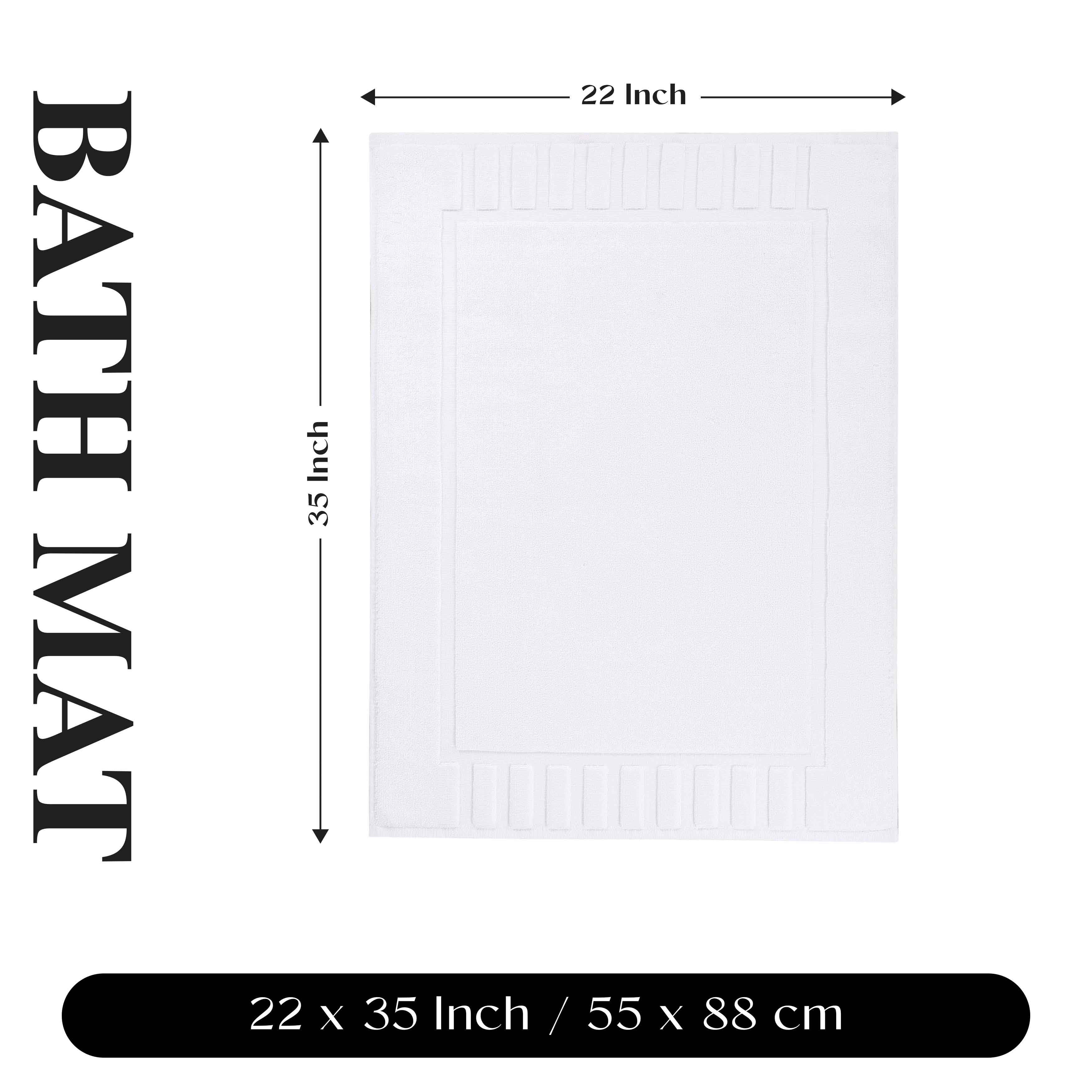 Premium Cotton Modern Geometric Border Absorbent Bath Mat Set of 2 - Non-Slip Soft Bathroom Rug for Bathroom Floor, Shower, Vanity Area - Home Decor Essentials