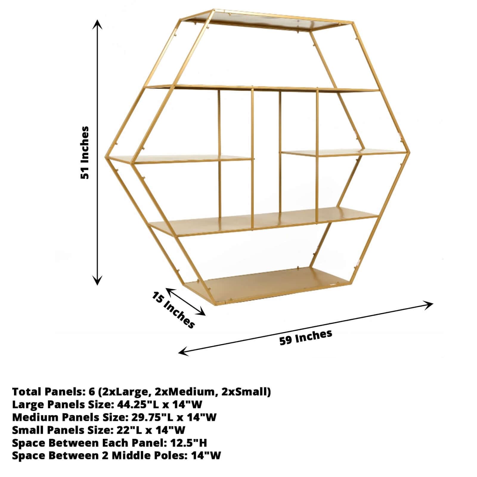 Efavormart 4ft Large Gold Metal Hexagonal Cake Dessert Display Stand - Wedding Arch Backdrop, Balloons Rack, Modern Bookcase - Perfect for Wedding Decor, Party Centerpiece & Home Display