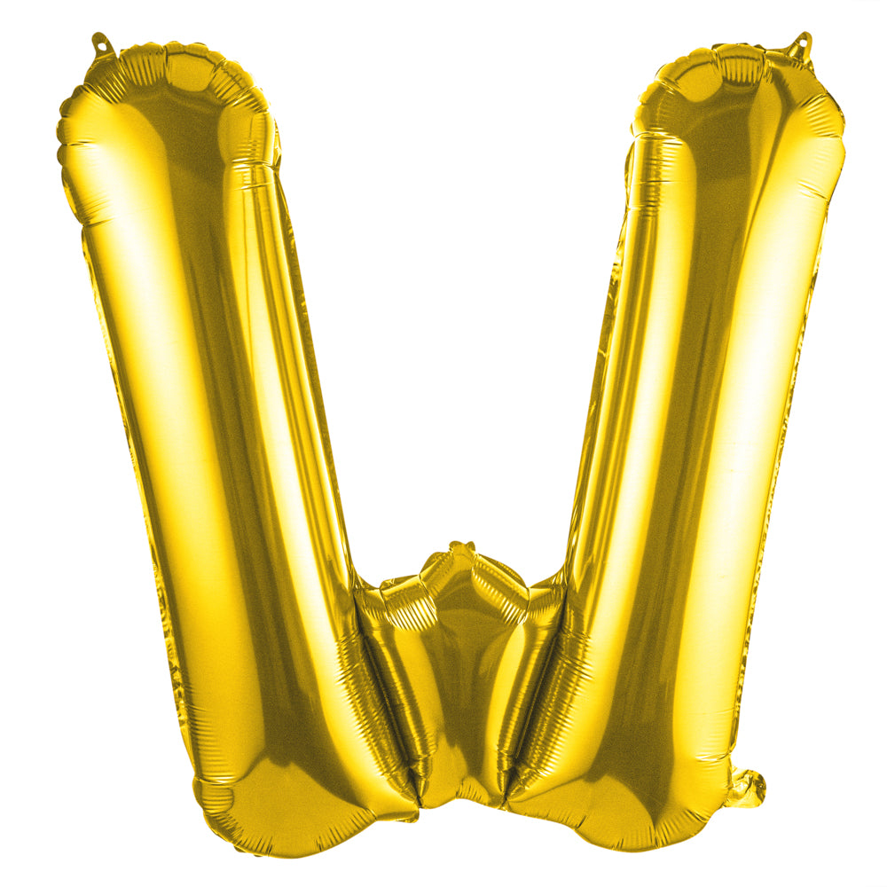 Gold Mylar Letter W Balloon - 40 Inch Large Foil Alphabet Balloon for Birthday Party Decorations, Wedding, Baby Shower & Anniversary Celebrations - 1 Count Box