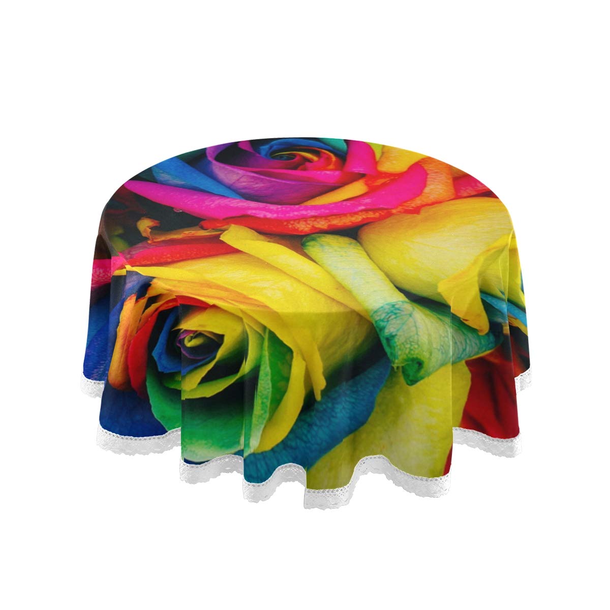 60 Inch Round Tablecloth - Watercolor Rose Polyester Circular Table Cover for Dining, Holiday, Wedding & Outdoor Events - Perfect for Easter, Banquets & Party Decorations